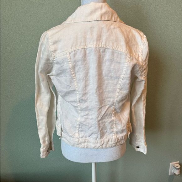 White Luii Linen Button Up Jacket Lightweight Size Small - Picture 2 of 8